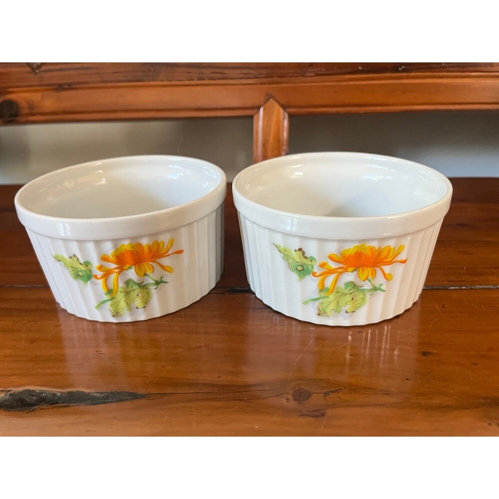 Set of 2 Vintage Chrysanthemum Ramekins by Seymour Mann
